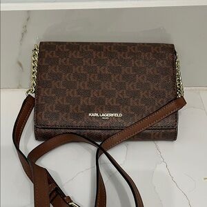 Karl Lagerfeld Monogram Brown Crossbody Bag